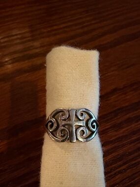 James Avery Silver Scroll Cross Ring